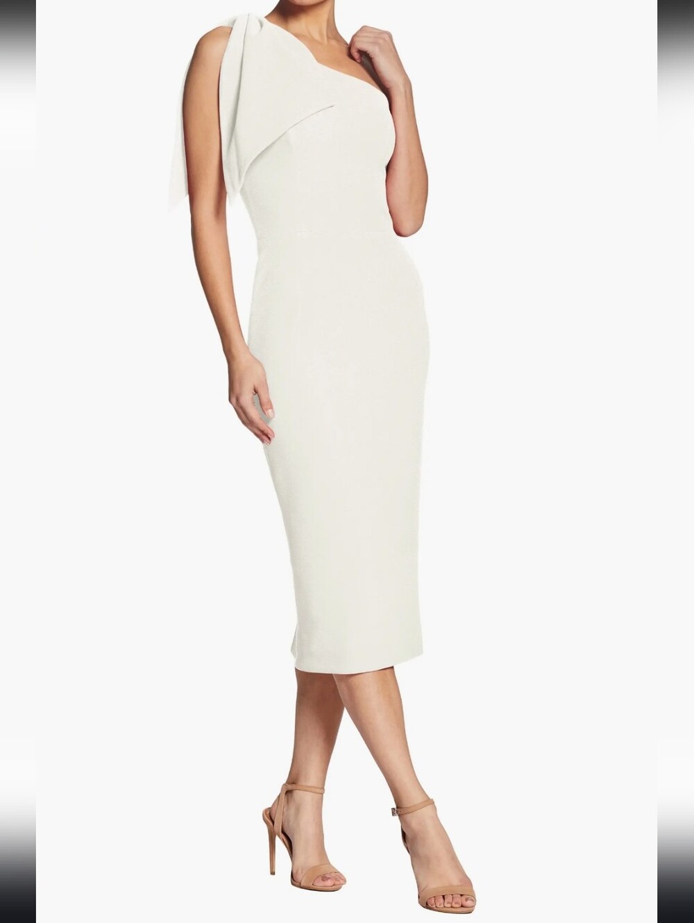 Dress the Population White One Shoulder Midi Dress XXL Elegant Cocktail Party